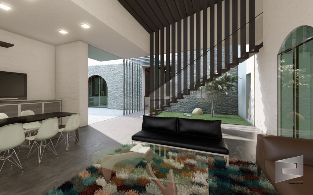 ampliacion vivienda contemporánea, minimalista, interiores, patio interior