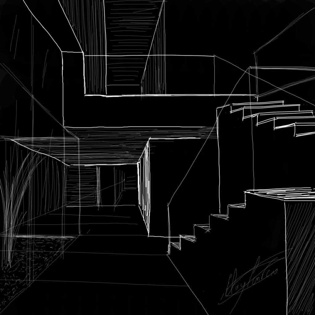 vivienda, obra nueva, patio interior, diseño